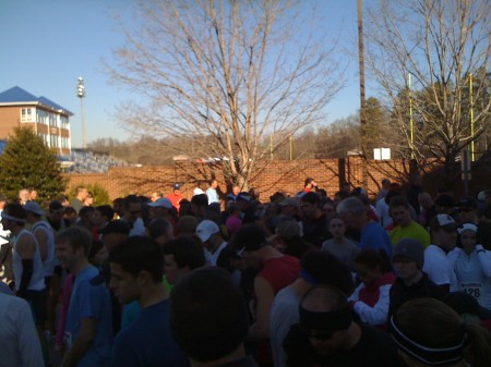 Runners at the start of the Winter Flight 8k